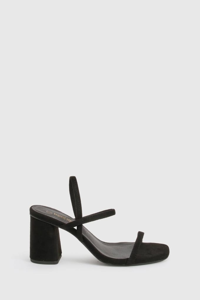 boohoo Dames Wijd passende elastische 2-delige blockhakken | Zwart | Maat: 41