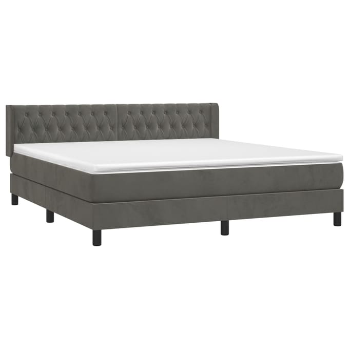 vidaXL - Boxspring - met - matras - fluweel - donkergrijs - 160x200 - cm