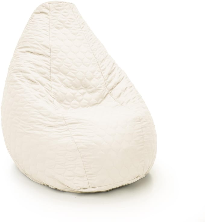 Drop & Sit - compacte zitzak - tijdloos gewatteerd nylon - gebroken wit - 180L - comfort & stijl met uitneembare binnenzak