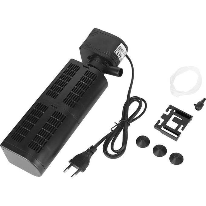 Filtre 3 en 1 pour aquarium, pompe d'aération et de filtration d'oxygène blanc