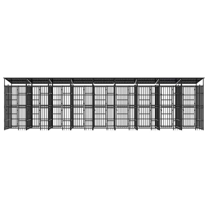 vidaXL - Hondenkennel - met - dak - 16,59 - m² - staal