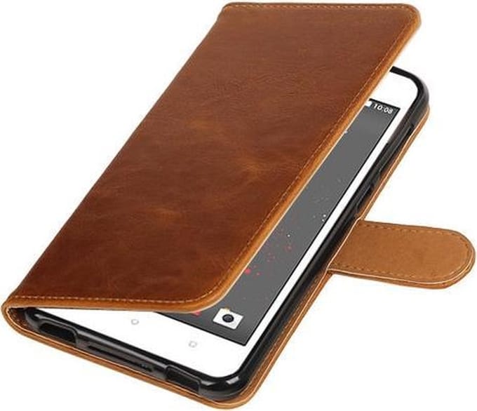 Bruin Pull-Up PU booktype wallet hoesje voor HTC Desire 825