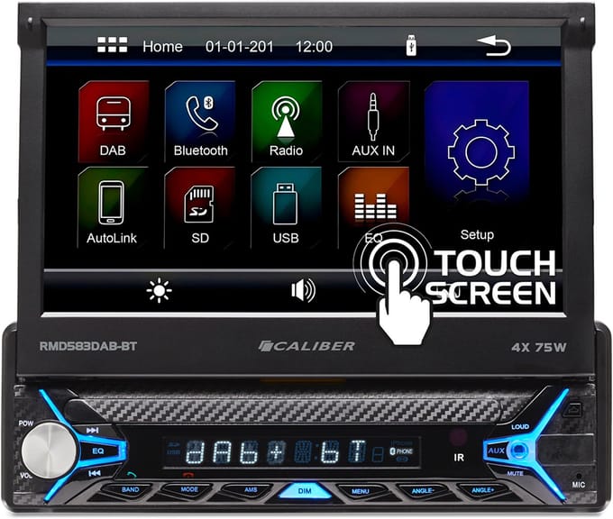 Caliber Autoradio met Bluetooth en dab+ - 7 inch Klapscherm - Touchscreen - 1 din - Achteruitrijcamera ingang (RMD583DAB-BT)