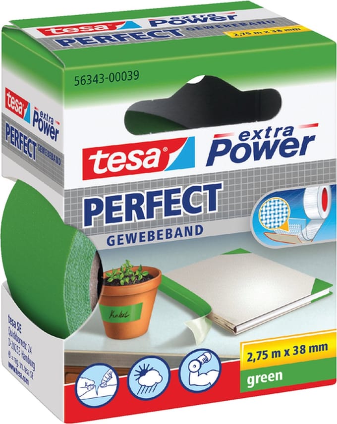 Textieltape tesa perfect 2.75mx38mm groen | 6 stuks