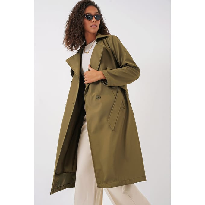 Dubbelbreasted Lange Trenchcoat