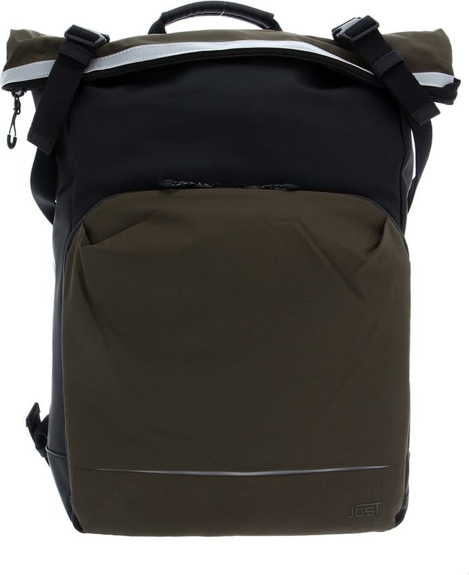 JOST Daypack Rugzak met laptopvak Aalborg Courier Backpack Black Olijfgroen
