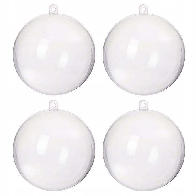4x Acryl Kerstballen Transparant 8cm - Idee voor Decoupage & Knutselen