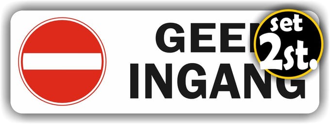 Jerma - Geen ingang - Stickers - set 2 st - 8.5 x 25 cm - Binnen & buiten gebruik - Zelfklevend