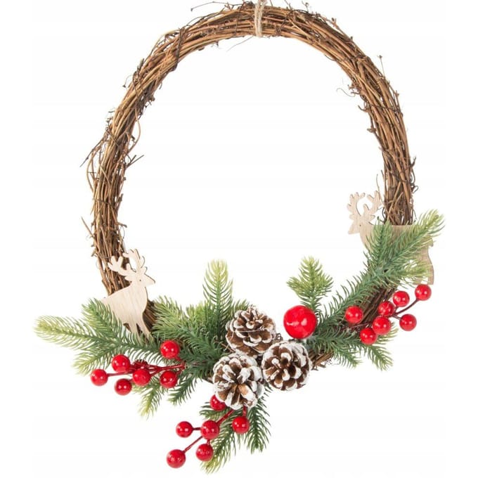 Hangzhou A Link Star Technology - Kerstkrans - Deurdecoratie - 35cm - Natuurlijke Dennenappels