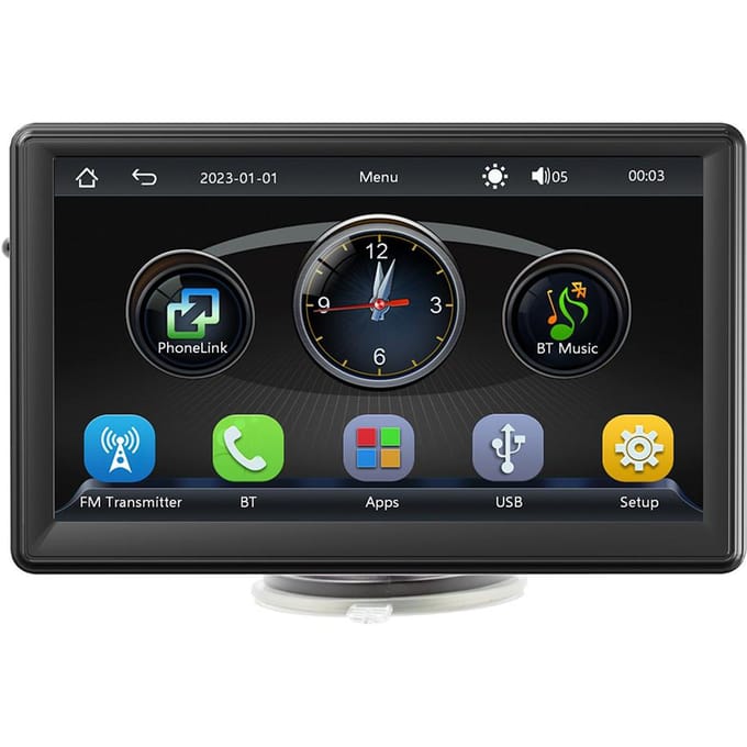Draagbare Auto MP5 Speler met 7-Inch HD Scherm, Ondersteunt CarPlay, Android Auto, MirrorLink, AHD black