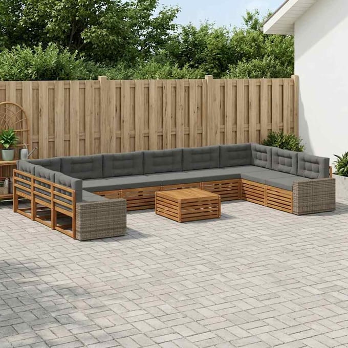 vidaXL - Sofa-Sets - 11 - st - Massief - Acacia - Hout