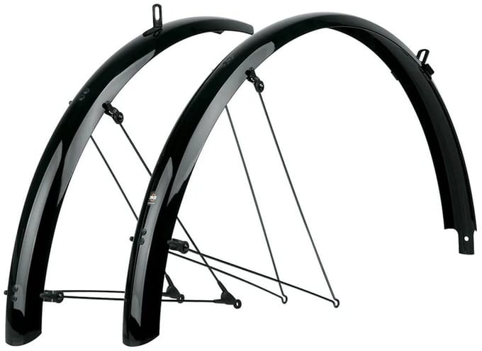 SKS Spatbordenset - Robuuste sandwichconstructie - Veiligheidssysteem - Zwart - 55 mm