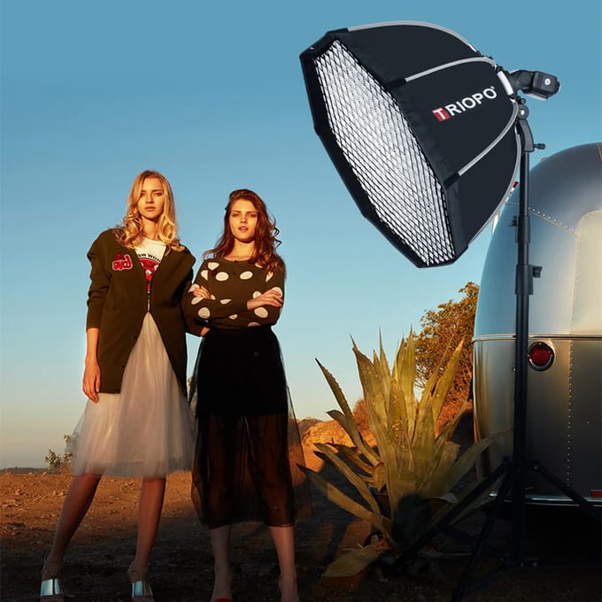 Triopo KS serie 55cm 65cm 90cm 120cm Speedlite draagbare octagon paraplu softbox + honingraat raster voor buitenflits softbox