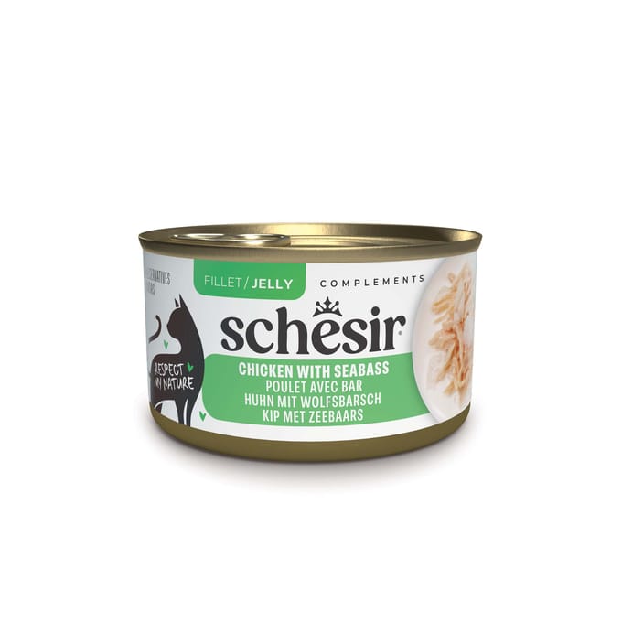 12x70g Schesir Complements in Gelee Huhn mit Seebarsch Katzenfutter nass