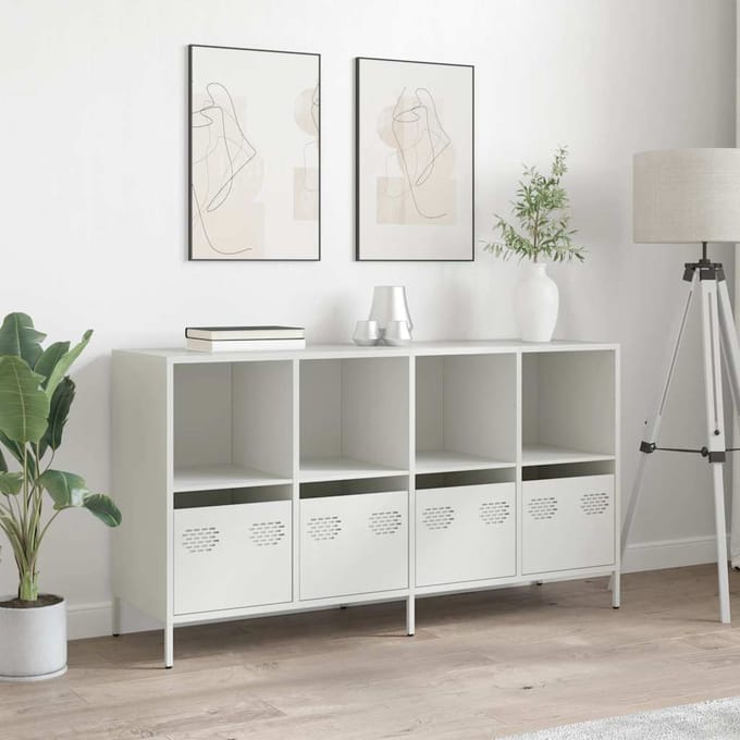 vidaXL - Dressoir - 135x39x73,5 - cm - koudgewalst - staal - wit