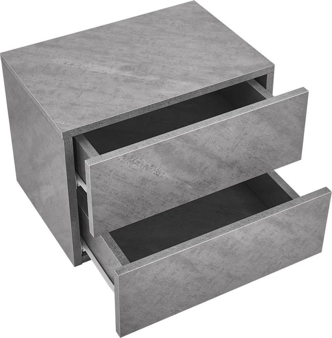 Zwevend Nachtkastje - 40 x 29 x 30 cm - Grijs - 2 Lades