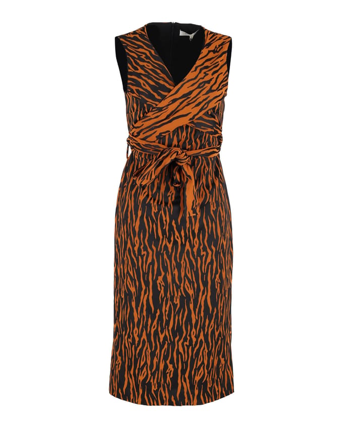 Diane Von Furstenberg mouwloze wikkeljurk van polyester in oranje