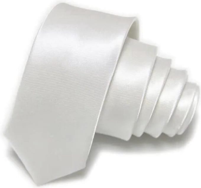 *** Skinny Stropdas - Effen - White Wit- Gala Netjes Gekleed - Diner- Bruiloft - Jubileum- Feestje - van Heble® ***