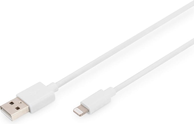 Digitus DB-600106-010-W USB-kabel USB 2.0 USB-A stekker, Apple Lightning stekker 1.00 m Wit Afgeschermd, Afgeschermd (dubbel)