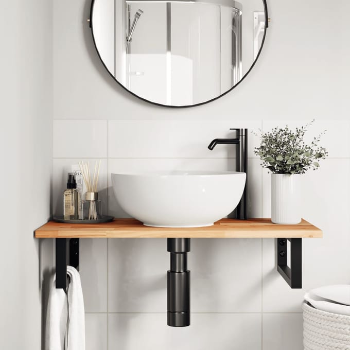 vidaXL - Badkamer - wandschap - staal - en - massief - acaciahout