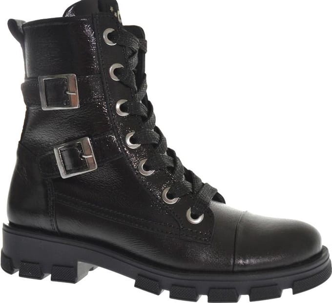 Jochie & Freaks Bindy Veterboots - Laarzen Met Veters - Meisjes - Zwart - Maat 30