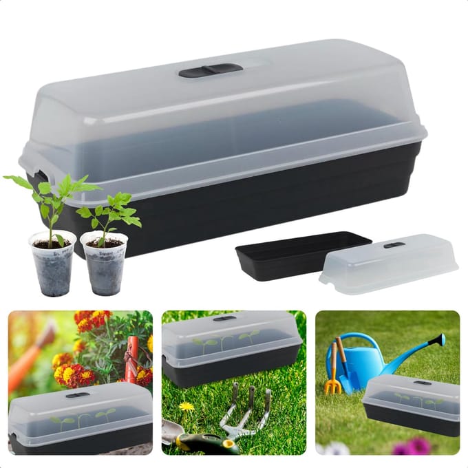 Cheqo® Kweekbak Antraciet Transparant - Kweekkast - Moestuinbak - Moestuin - Voor Binnen en Buiten - Met Deksel
