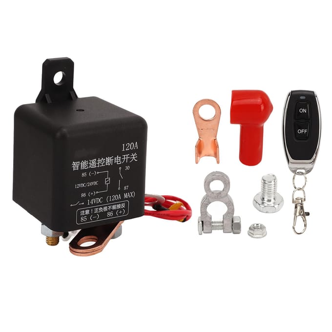 Interrupteur de coupure de batterie à télécommande 12V 120A Anti-vol avec télécommandes gray