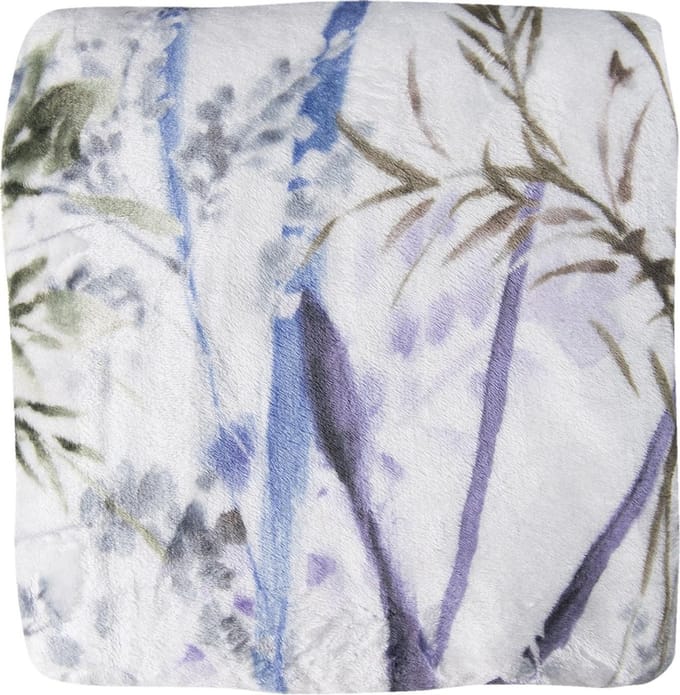Clayre & Eef Plaid 130x180 cm Wit Groen Polyester Rechthoek Bloemen Deken