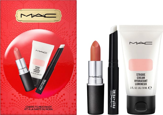 MAC Cheers To Mocha 3-Set Matte Lipstick + Lip Primer + Strobecream