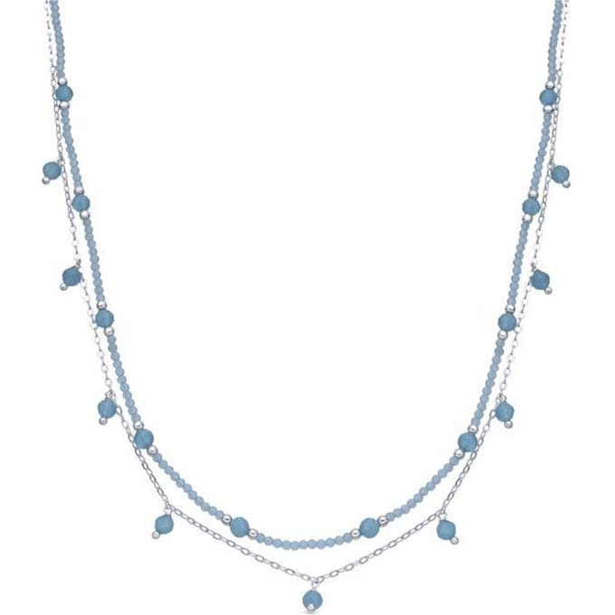 Luxenter Ketting met blauw glas en rhodiumafwerking - Aira