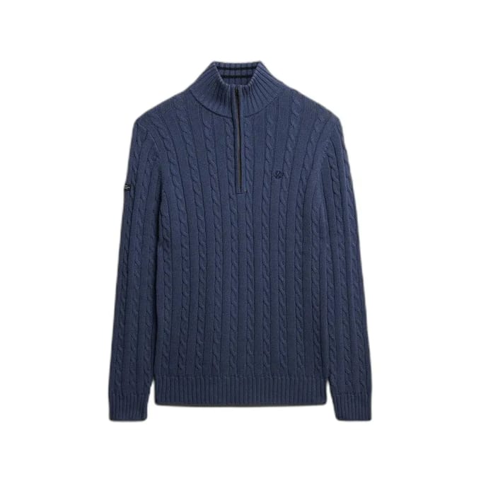 Superdry - Preppy Cable Half-Zip Trui Slanke Pasvorm - Heren - Sweaters