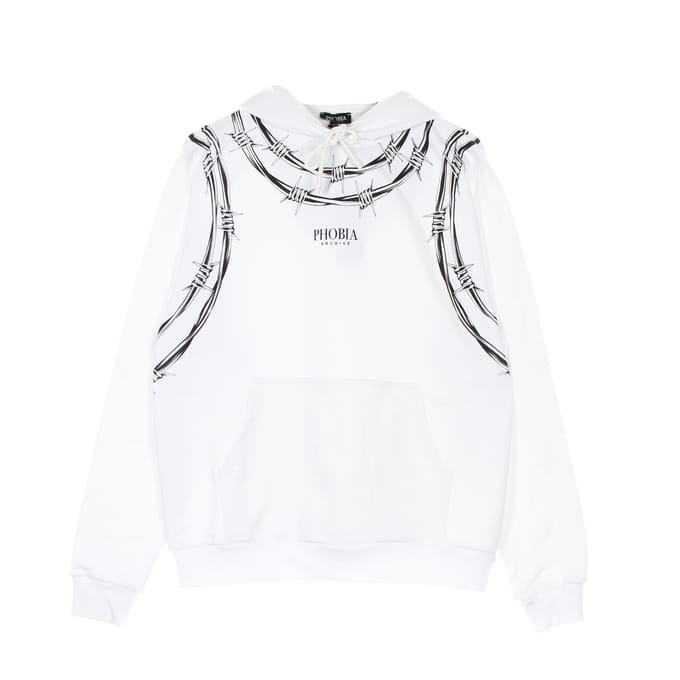 Lichtgewicht herensweatshirt met capuchon, prikkeldraad, wit