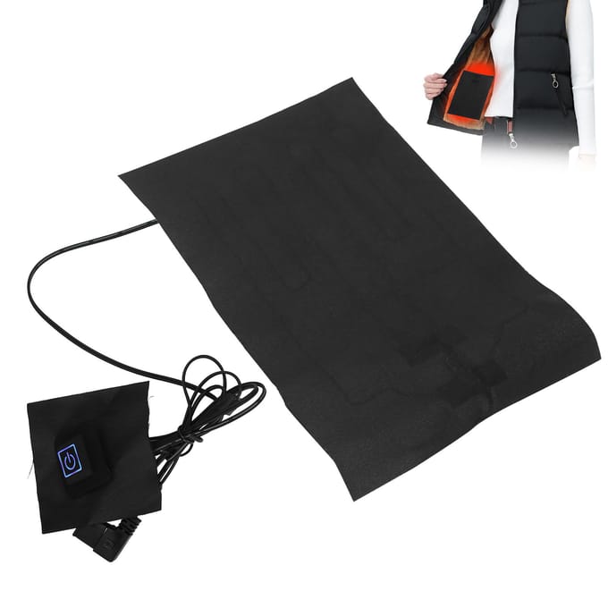 Temperatuur Verstelbaar Elektrisch Verwarmingsblad USB Verwarmingskussen voor Kleding Vest (Met Switch) black