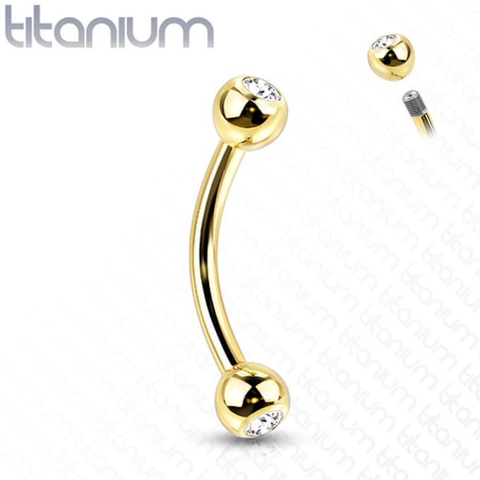 Piercing titanium rond steentje extern 1.2x8x3 - goud - LMPiercings