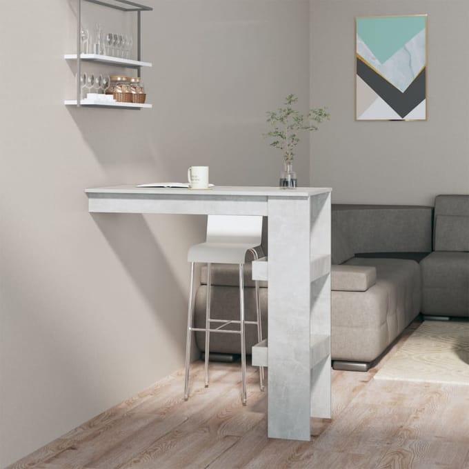 vidaXL - Bartafel - wandgemonteerd - 102x45x103,5 - cm - bewerkt - hout - grijs