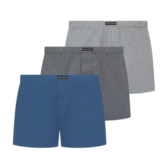 Lyle & Scott Gewatteerde gebreide boxershorts voor heren (3-pack) (Grijs/Blauw)