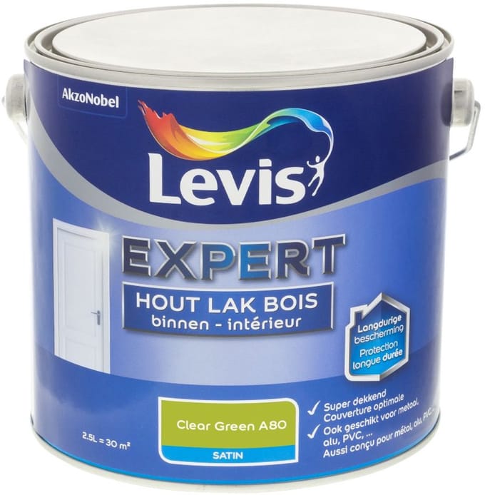 Levis - Expert Hout Lak Binnen Satin Mix - Clear Green A80 - Mengverf - 2,5 L