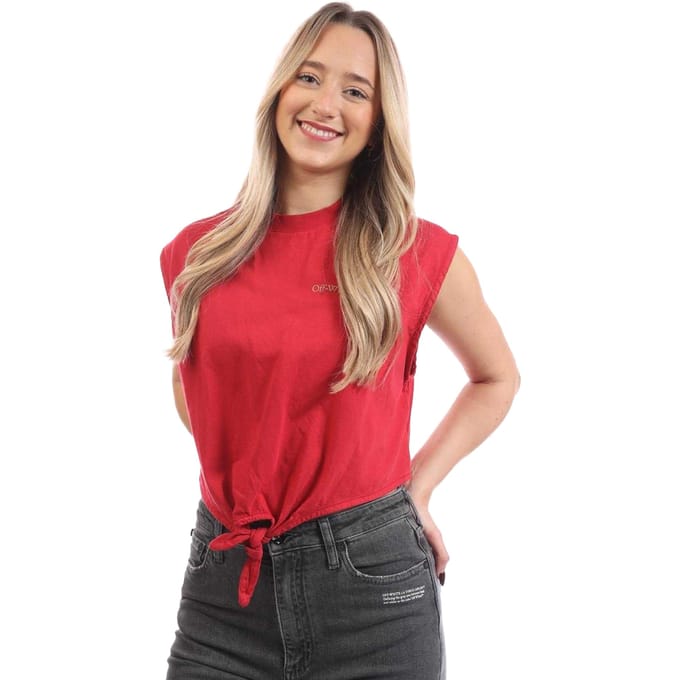 Off White Dames/Dames Arrow Crop T-shirt (Rood)