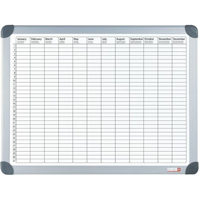 Desq® Jaarplanner | Magnetisch | Aluminium Frame | 60 x 90 cm