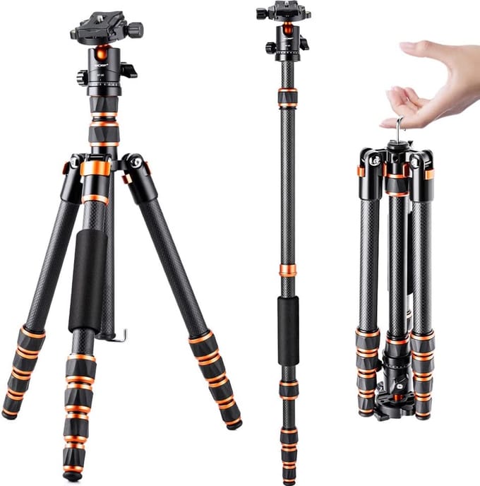 K&F Concept C225C0+BH-25 Lichtgewicht reis camerastatief van koolstofvezel