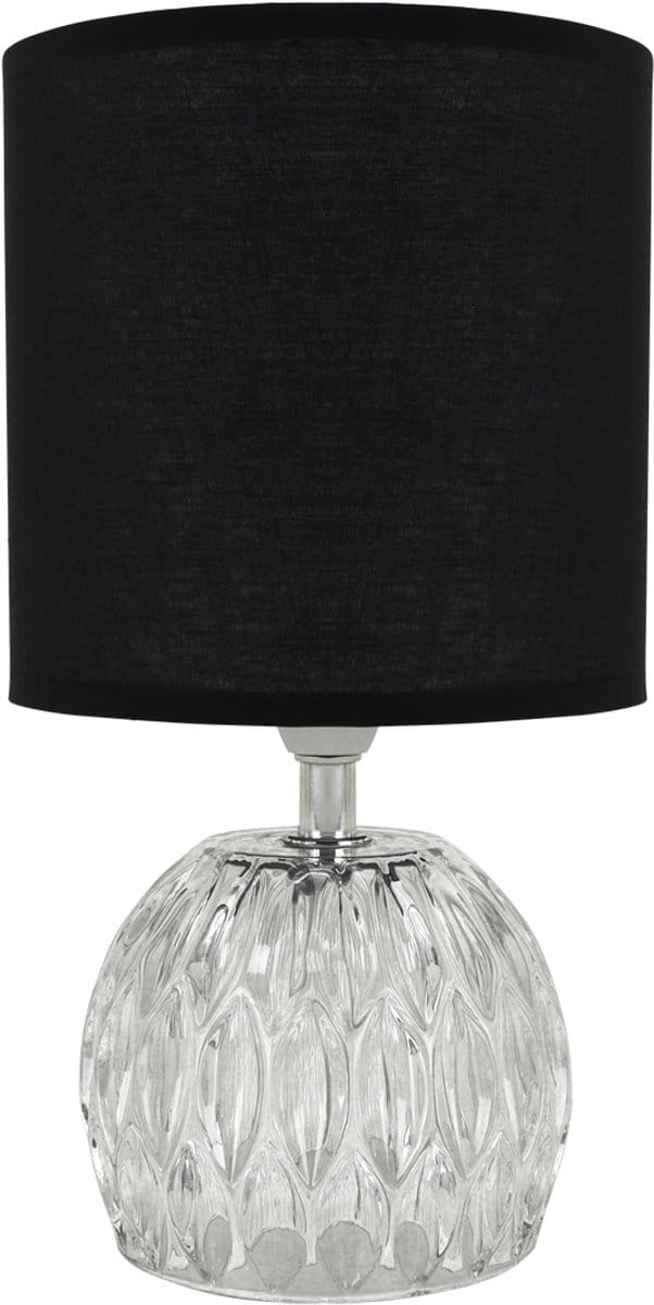 ZEFIR - Tafellamp - Nachtlamp - Textiel - Glas - Zwart - E14 Fitting