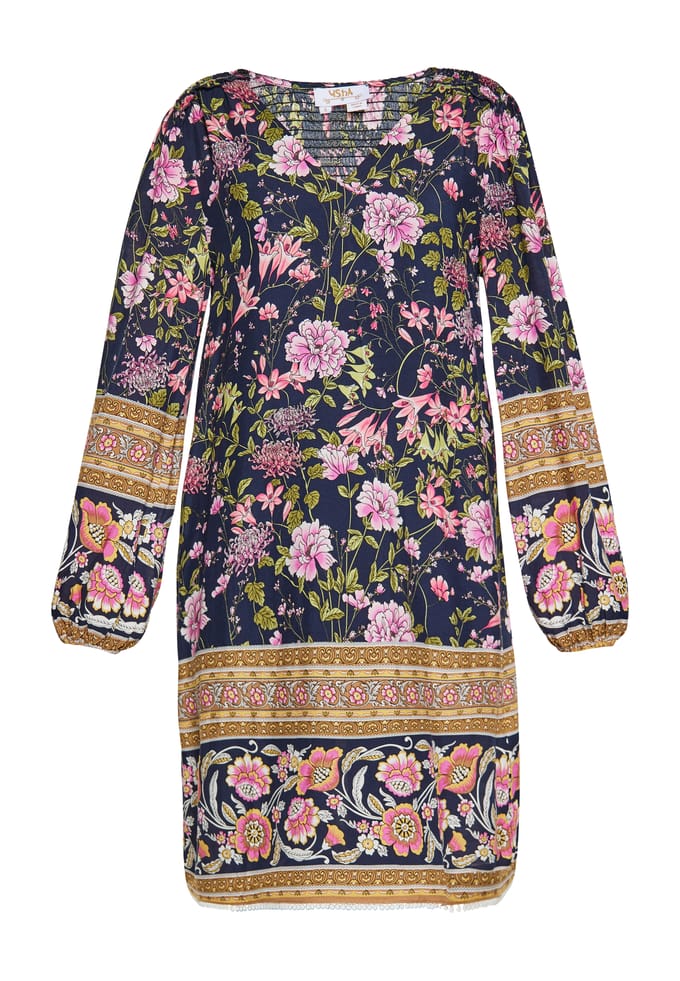 usha Jurk Dames Navy Veelkleurig