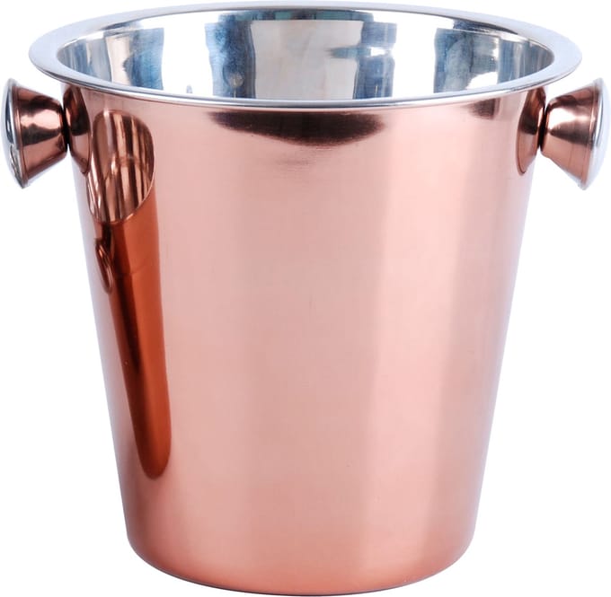 Urban Living Champagne & wijnfles koeler/ijsemmer - koper - RVS - 22 x 21 cm
