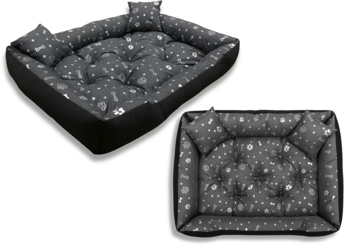AIO Factory Prestige - Hondenbed - Waterdicht - Grafiet - Zilver Beenderpatroon