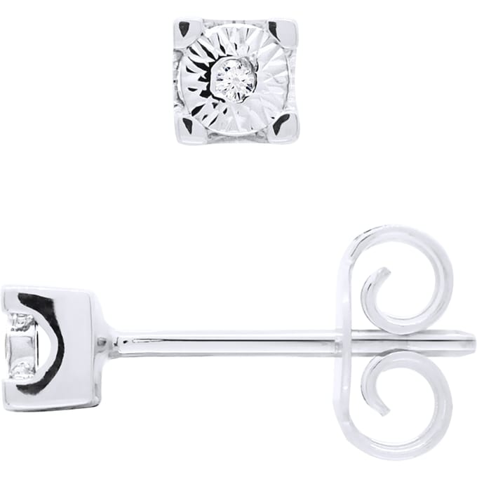 Oorbellen Solitaire Diamond 0,40 Cts Illusion 0,25 Cts White Gold 18k