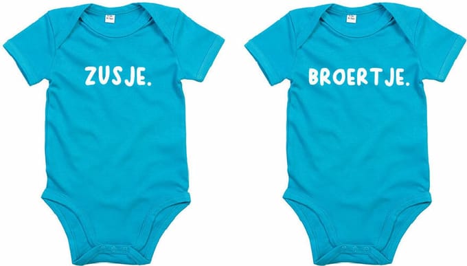 Rompertjes - Zusje & Broertje-Surf Blue-3-6 Maanden