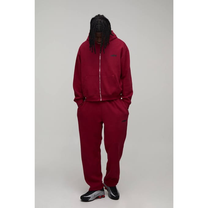 Oversized Boxy Officieel Trainingspak Met Rits En Capuchon | Red | Size Small