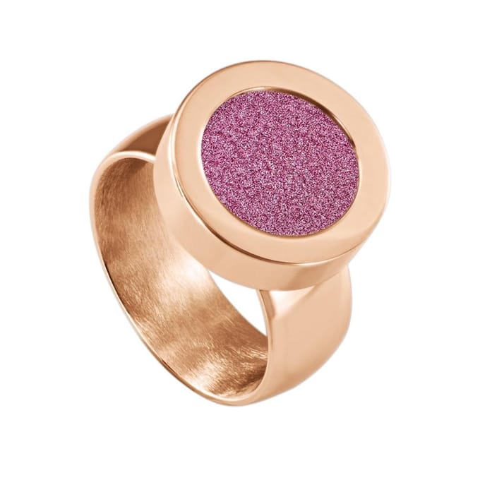 Quiges - Rosé-Goudkleurig RVS Ring met Mini Munt 19mm - SLSRS08519