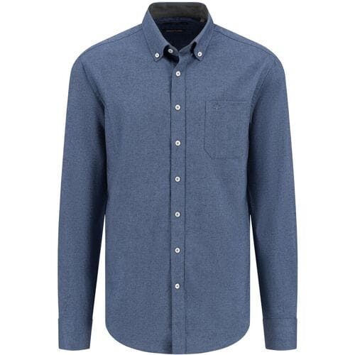 Fynch-Hatton Overhemd Uni Color Winter Solid Button-Down Cloud Blue / male