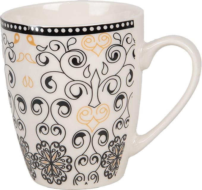 Clayre & Eef Mok 300 ml Wit Zwart Keramiek